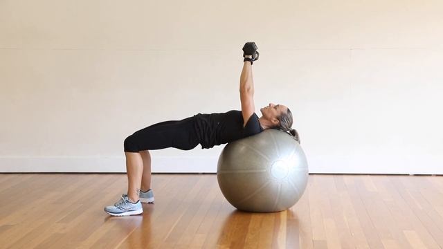 DB Drop And Recover Chest Press On Fitball