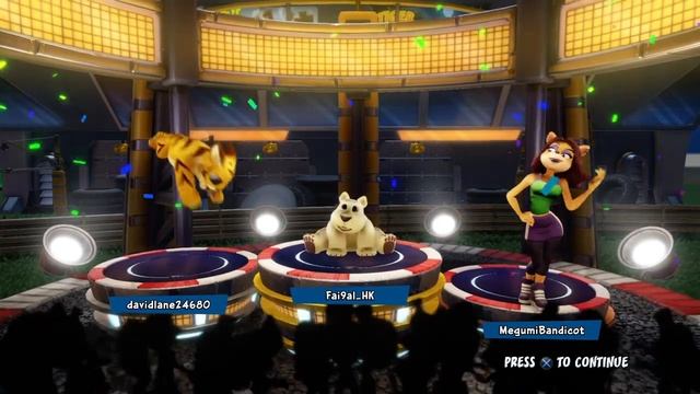 Polar, Pura and Liz Bandicoot Winning Podium. (Crash Nitro Fueled) смотреть онлайн