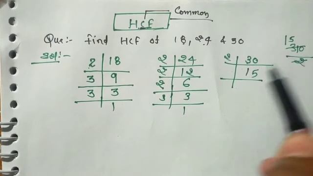 HCF - Prime Factorisation Method |18,24, 30 - Hcf  | Find HCF