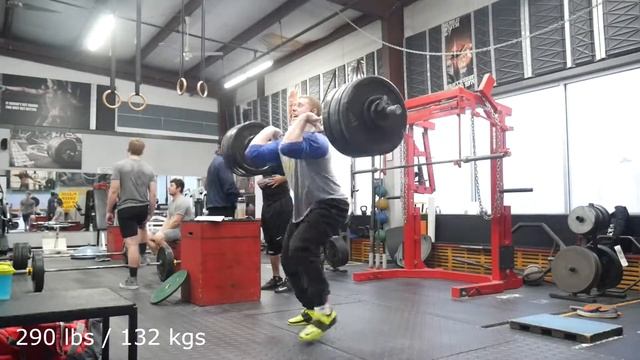 290 lb / 132 kg Power clean PR смотреть онлайн