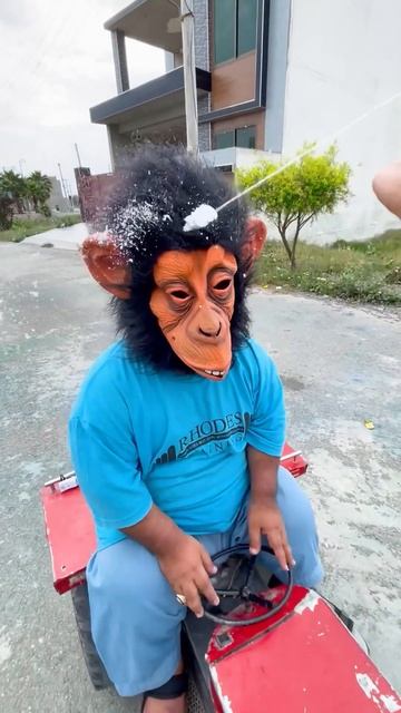 monkey 🐵🐒 mask boy on mini tractor смотреть онлайн