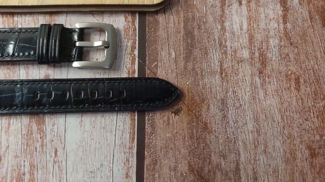 Black Full Grain Crocodile Custom Leather Strap For Vintage Breitling Chronomat Model 13050.1 Watch