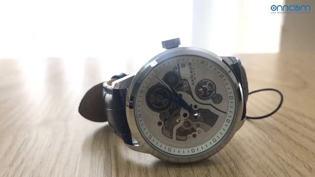 Đồng Hồ Akribos XXIV Men's AK538BU Mechanical Skeleton Leather Strap Watch - Onncom.com