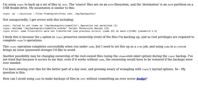 Unix & Linux: Can I avoid using `sudo` to back up files owned by root? смотреть онлайн