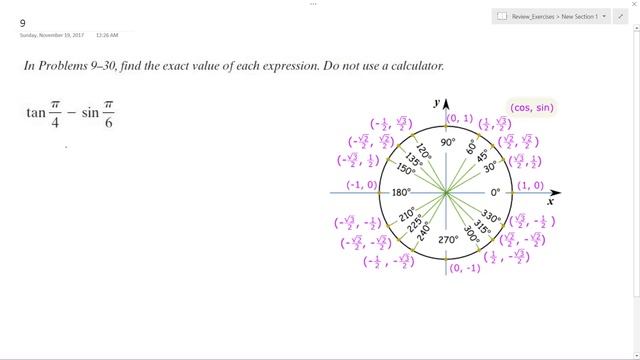 tan pi/4 - sin pi/6 find the exact value смотреть онлайн