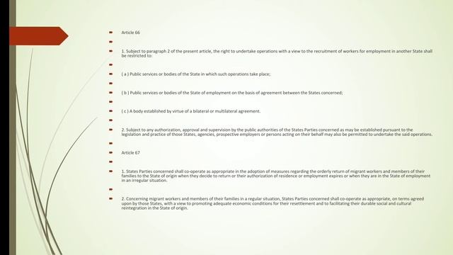 Convention on rights of migrant workers and their families art 64 to 71 смотреть онлайн