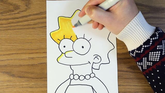 How to draw Lisa Simpson | The Simpsons drawing tutorial смотреть онлайн