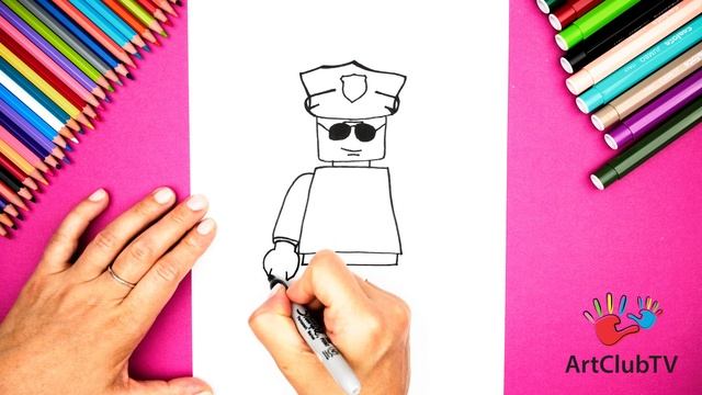 How To Draw Lego Policeman | Easy Step-by-Step Tutorial for Kids смотреть онлайн