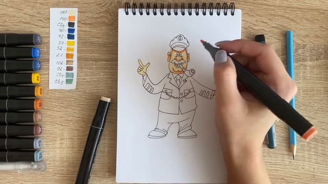 Как нарисовать капитана карандашом и скетч маркерами | Рисунок для детей, поэтапно и легко смотреть онлайн