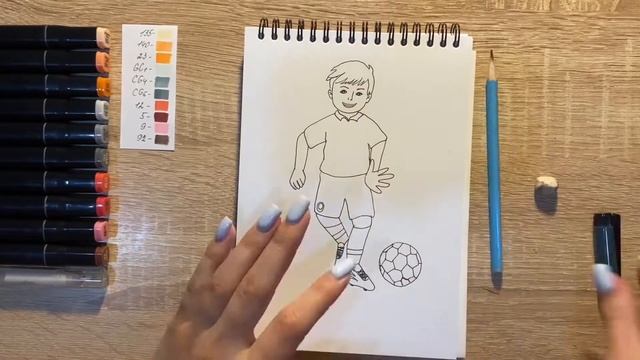 Как нарисовать футболиста карандашом и скетч маркерами | Рисунок для детей, поэтапно и легко смотреть онлайн