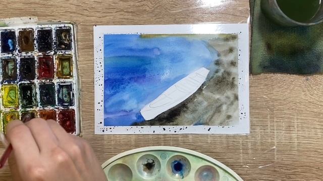 Как нарисовать лодку карандашом и акварелью начинающим | Рисунок для детей смотреть онлайн