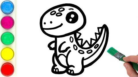 Рисуем милого динозавра поэтапно. Для малышей и начинающих смотреть онлайн