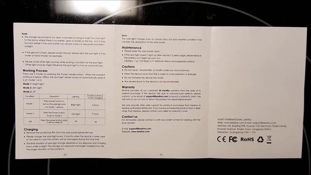 Manual / Instructions of Kealive Solar Lights Outdoor 2-Pack in case you lost them смотреть онлайн