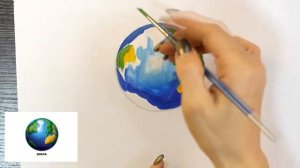 Как нарисовать планету земля гуашью для детей | Рисунок поэтапно для срисовки