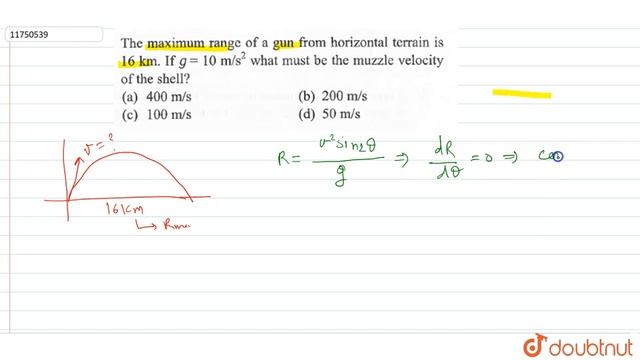The maximum range of a gun from horizontal terms is `16 km` If `g = 10 m//s^(2)` what must смотреть онлайн