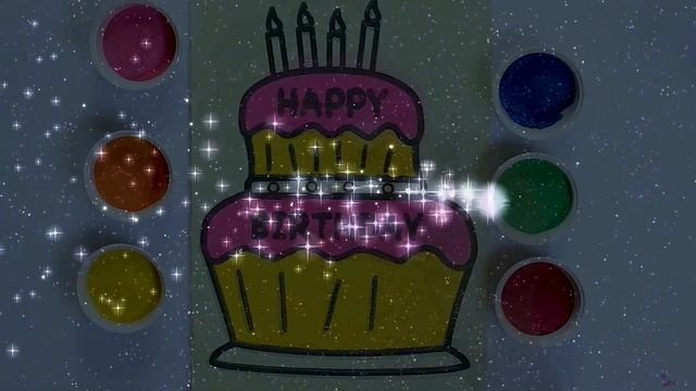 Colored Sand Painting | Drawing Birthday Cake | Kinetic Sand Painting Art For Kids смотреть онлайн