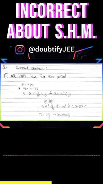 Choose the incorrect statement.(1) Phase constant of SHM depends upon initial...| Doubtify JEE смотреть онлайн