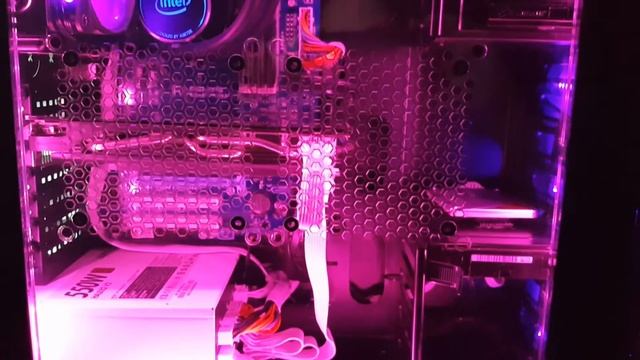 Modded Purple PC Lights With Intel Water Cooler