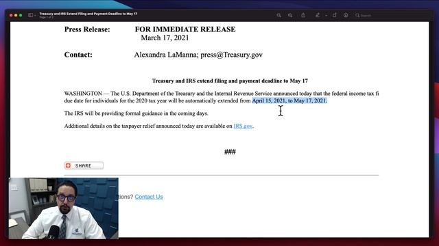 IRS Extends Tax Filing Deadline to May 17, 2021 смотреть онлайн