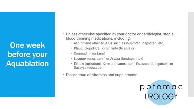 Prostate Artery Embolization/Aquablation Combo Therapy - Preop Instructions - Potomac Urology смотреть онлайн