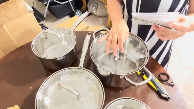Unboxing chef knife and new cooking wares/pots/pans #knife #pots #unboxing #pan смотреть онлайн