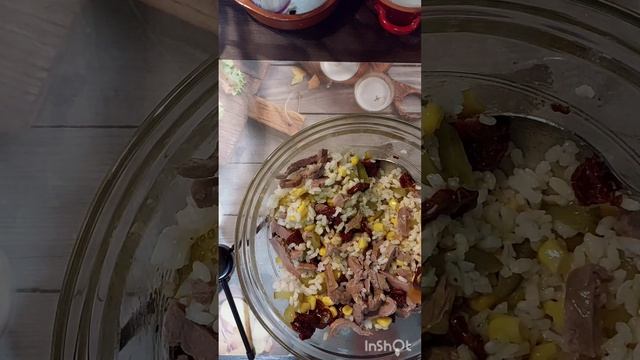 САЛАТ ИЗ РИСА,ГОВЯДИНЫ И КОНСЕРВИРОВАННЫХ ОВОЩЕЙ/ INSALATA DI RISO, BOVINO E CONSERVE DI VERDURE