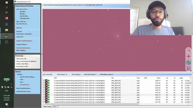 Empilhamento De Cometa Usando Deep Sky Stacker (DSS)