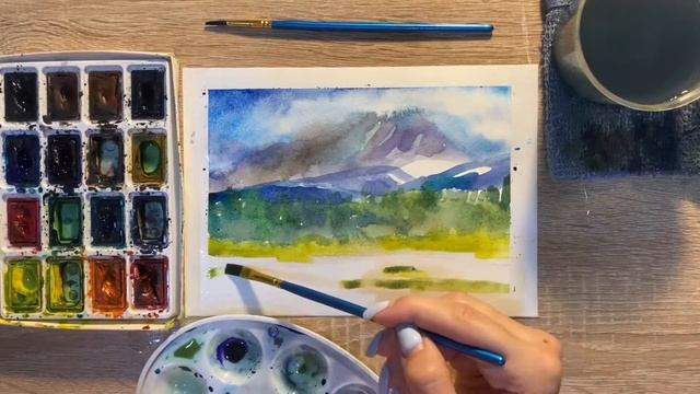 Как нарисовать Урал карандашом и акварелью начинающим | Рисунок для детей смотреть онлайн