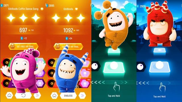 Oddbods Newt VS Oddbods Pogo VS Oddbods Slick VS Oddbods Fuse - Tiles Hop EDM Rush