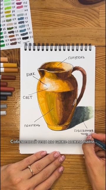 Разбираем объемный предмет по свето-теневой схеме смотреть онлайн