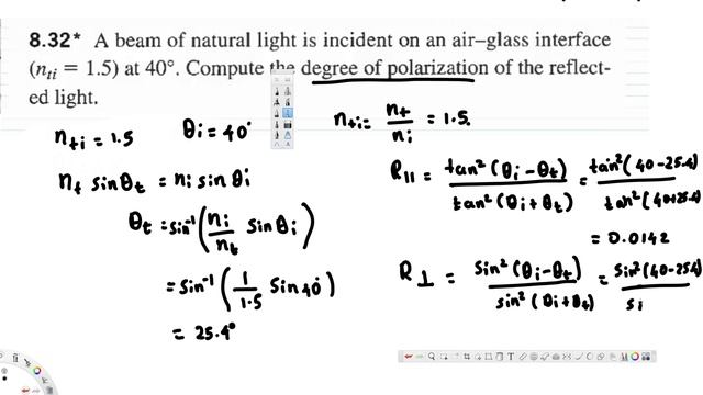 Light incident on air glass at 40° find degree of polarization of reflected light P 8 32 смотреть онлайн