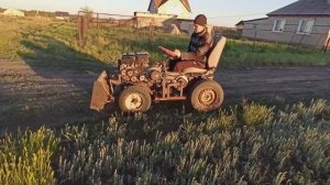 Испытания ходоуменьшителя и дисковых тормозов на самодельном минитракторе.