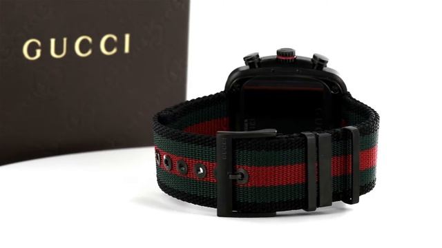 GUCCI G-COUPE BLACK PVD WITH GUCCI FLAG NYLON BAND MEN'S WATCH YA131202 4.00CT смотреть онлайн