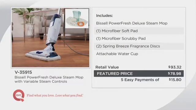 Bissell PowerFresh Deluxe Steam Mop w/ Variable Steam Controls on QVC смотреть онлайн