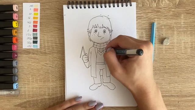 Как нарисовать Рона карандашом и скетч маркерами | Рисунок для детей, поэтапно и легко смотреть онлайн