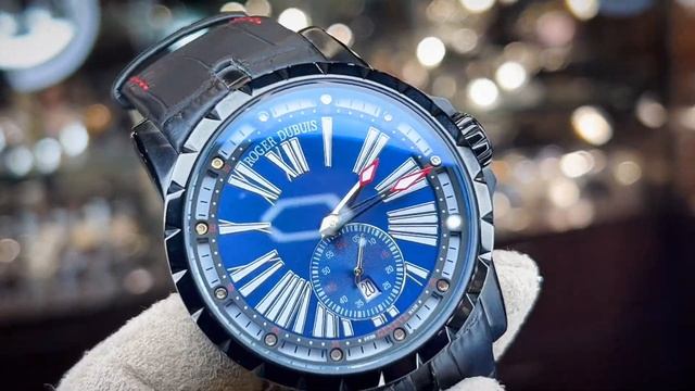Часы мужские Roger Dubuis синий, кожа средний