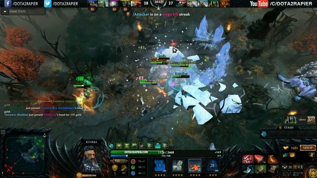 !Attacker Dota 2 [Kunkka] 2 Rapiers 7000 MMR Ranked Matched Gameplay смотреть онлайн