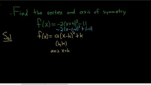 Vertex and Axis of Symmetry of f(x) = -2(x + 4)^2 - 11 смотреть онлайн