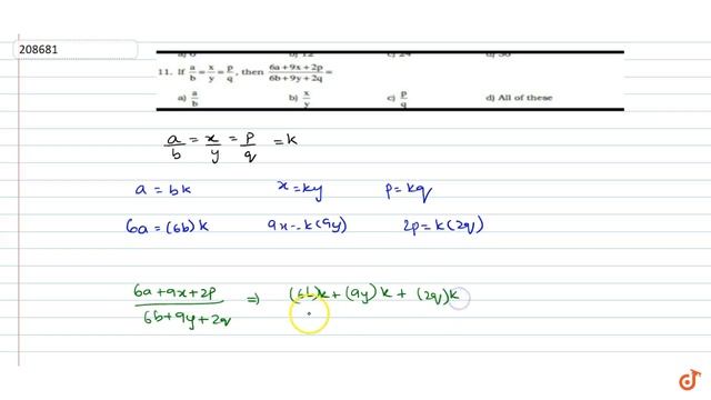 If `a/b=x/y=p/q` then `(6a+9x+2p)/(6b+9y+2q)=` смотреть онлайн