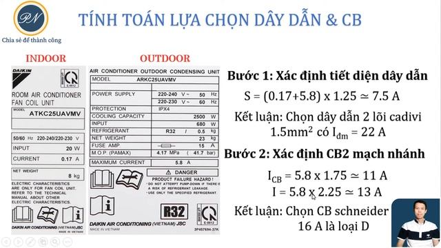 Xác định nhanh tiết diện dây dẫn và CB cho máy điều hoà hai cục смотреть онлайн