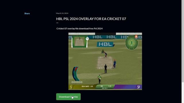 HBL PSL 2024 overlay Patch for Ea Sports Cricket 07 смотреть онлайн