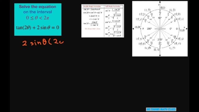 Solve the Trig equation tan(2x) + 2 sin x =0 on the interval [0, 2pi) смотреть онлайн