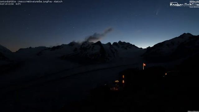 Komet Neowise über Dem Aletschgletscher