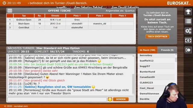 Livestream Skat 19:30 Uhr Rangliste & Preisskat 20:15 Uhr смотреть онлайн