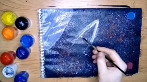 рисунок гуашью космос с ракетой