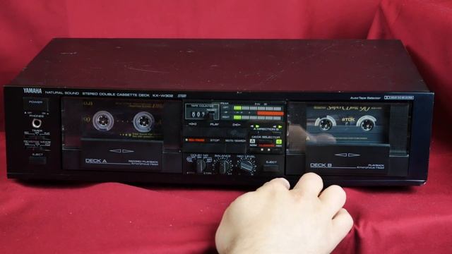 Yamaha double cassette deck KX W302 working, rewind speed test смотреть онлайн
