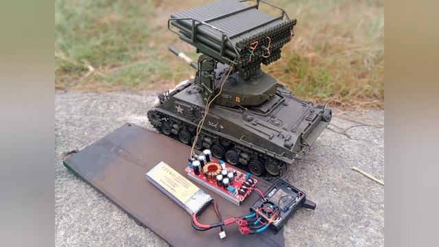 test firing of sherman calliope rc tank 1/16 scale смотреть онлайн