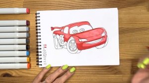 Как нарисовать "Молния Маквин" карандашом и скетч маркерами | Рисунок для детей, поэтапно и легко