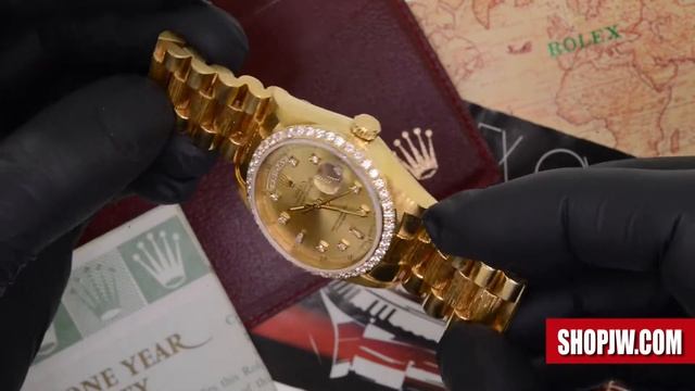 Men's Rolex Day Date President 18078 Diamond Bezel Bark Bracelet with Box and Papers || Shopjw смотреть онлайн