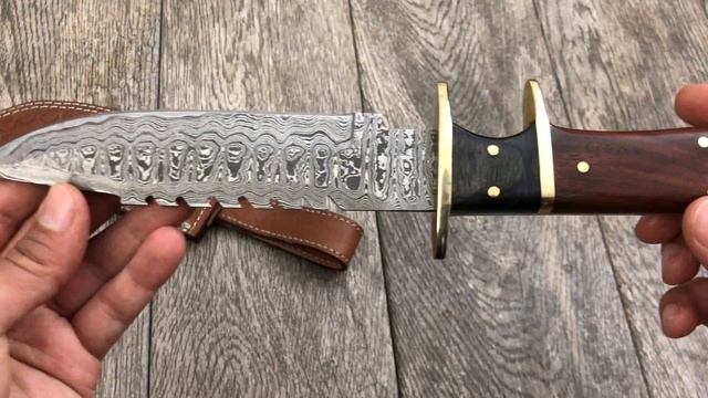 ASH Sk4 Damascus steel custom handmade Bowie hunting knife 13 смотреть онлайн